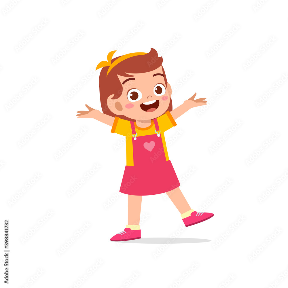 cute little kid girl show happy and friendly pose expression cute little kid girl show happy and friendly pose expression