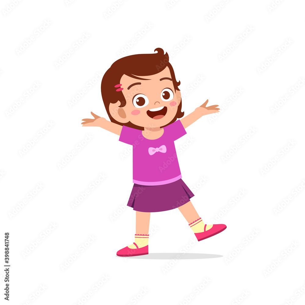 cute little kid girl show happy and friendly pose expression cute little kid girl show happy and friendly pose expression