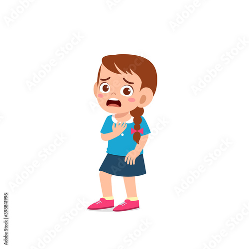 cute little kid girl show scared and worried pose expression