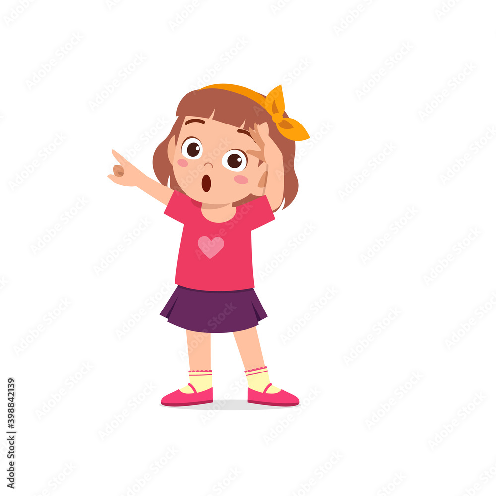 cute little kid girl show amazed and wow pose expression