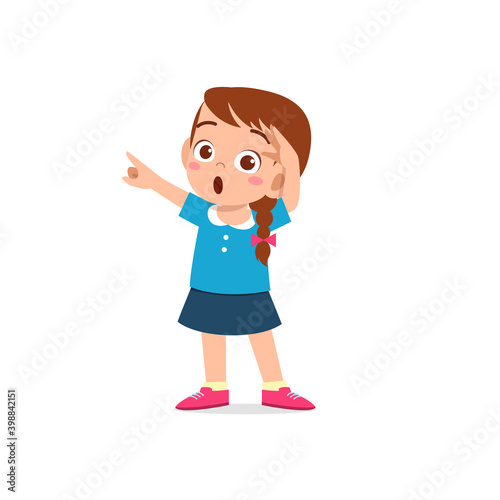 cute little kid girl show amazed and wow pose expression