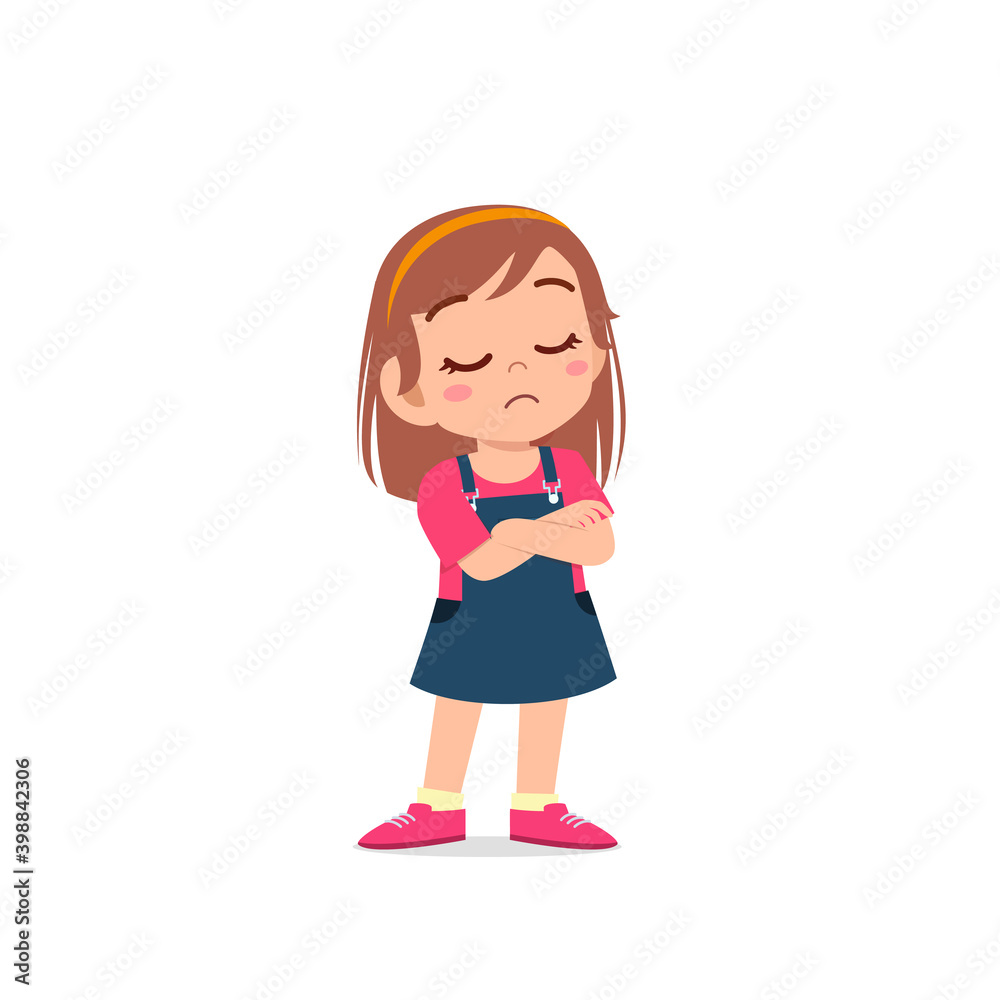 cute little kid girl dissatisfied with arm folded pose expression cute little kid girl dissatisfied with arm folded pose expression