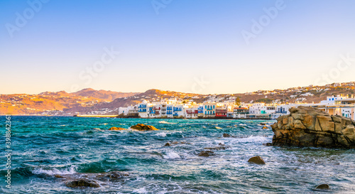 Little Venice with morning light in Mykonos, Greece