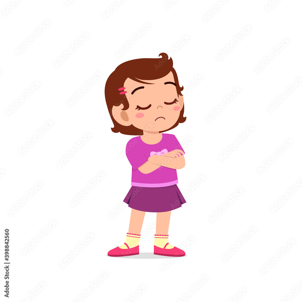 cute little kid girl dissatisfied with arm folded pose expression cute little kid girl dissatisfied with arm folded pose expression