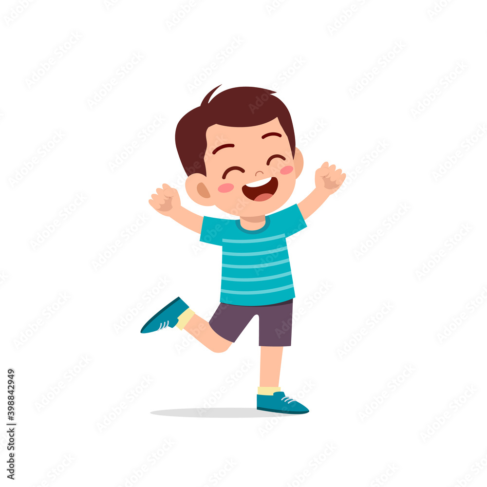cute little kid boy stand happy celebrating pose expression cute little kid boy stand happy celebrating pose expression
