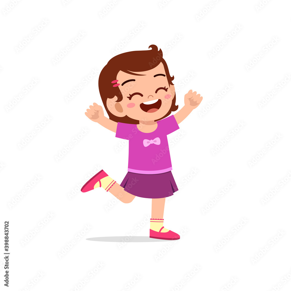 cute little kid girl stand happy celebrating pose expression cute little kid girl stand happy celebrating pose expression