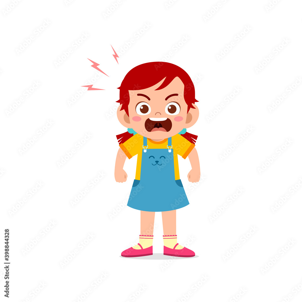 cute little kid girl stand and show angry pose expression cute little kid girl stand and show angry pose expression