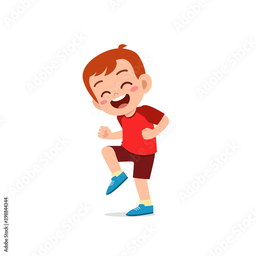 cute little kid boy show happy and celebrate pose expression