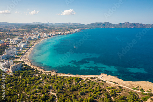 Fototapeta Naklejka Na Ścianę i Meble -  An aerial view on Cala Millor beach on Mallorca island in Spain