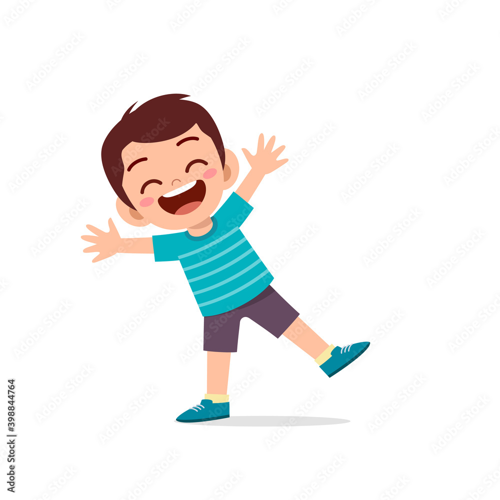 cute little kid boy show happy and celebrate pose expression