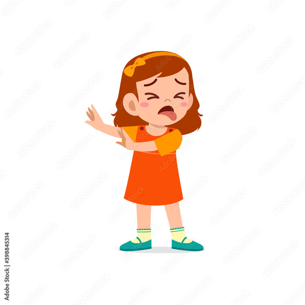 cute little kid girl show refuse and disgust pose expression cute little kid girl show refuse and disgust pose expression