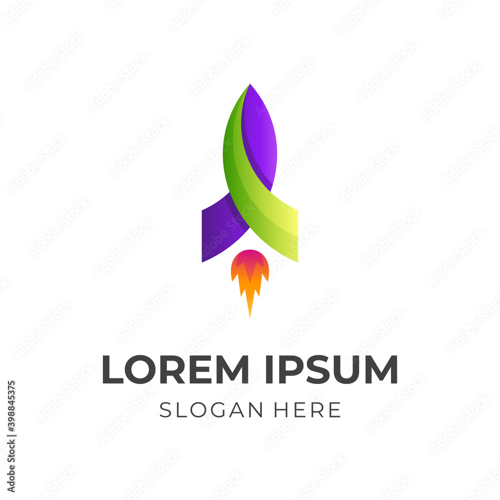 rocket logo design with 3d colorful style rocket logo design with 3d colorful style