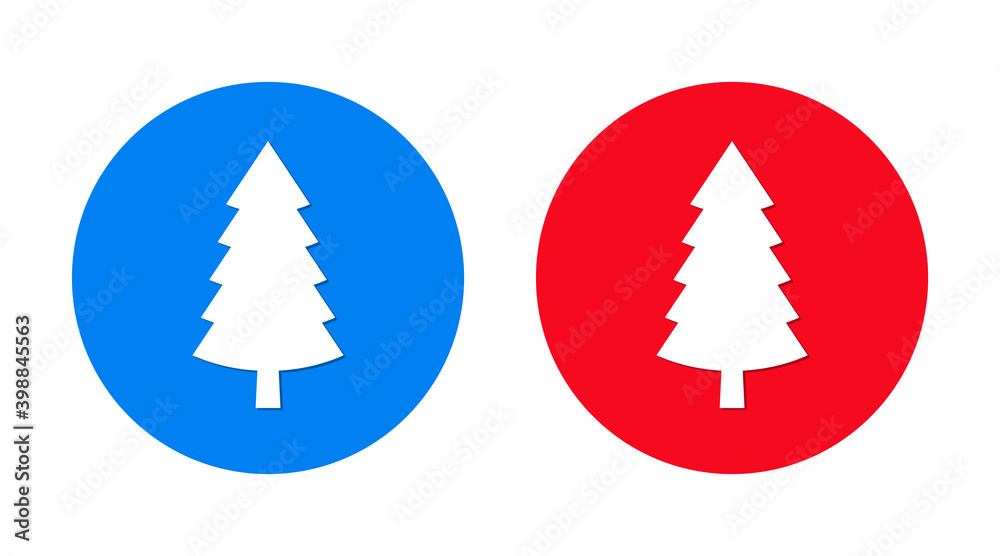 Evergreen conifer pine tree icon flat trendy round button set Evergreen conifer pine tree icon flat trendy round button set