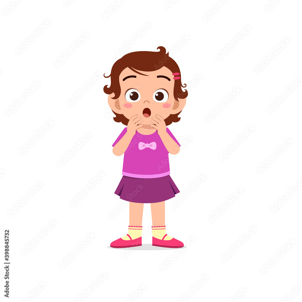 cute little kid girl show shock and amazed pose expression cute little kid girl show shock and amazed pose expression
