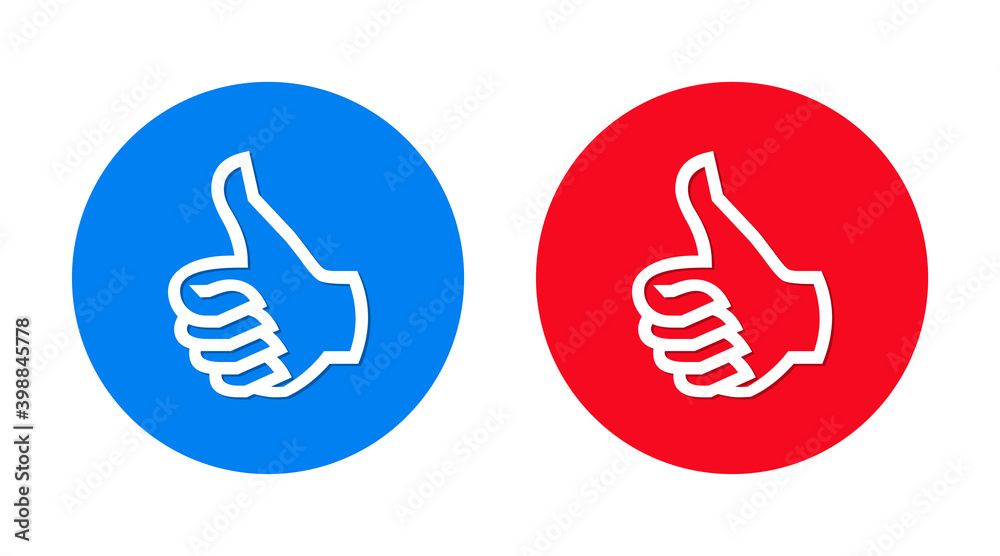 Thumbs up icon flat trendy round button set Thumbs up icon flat trendy round button set