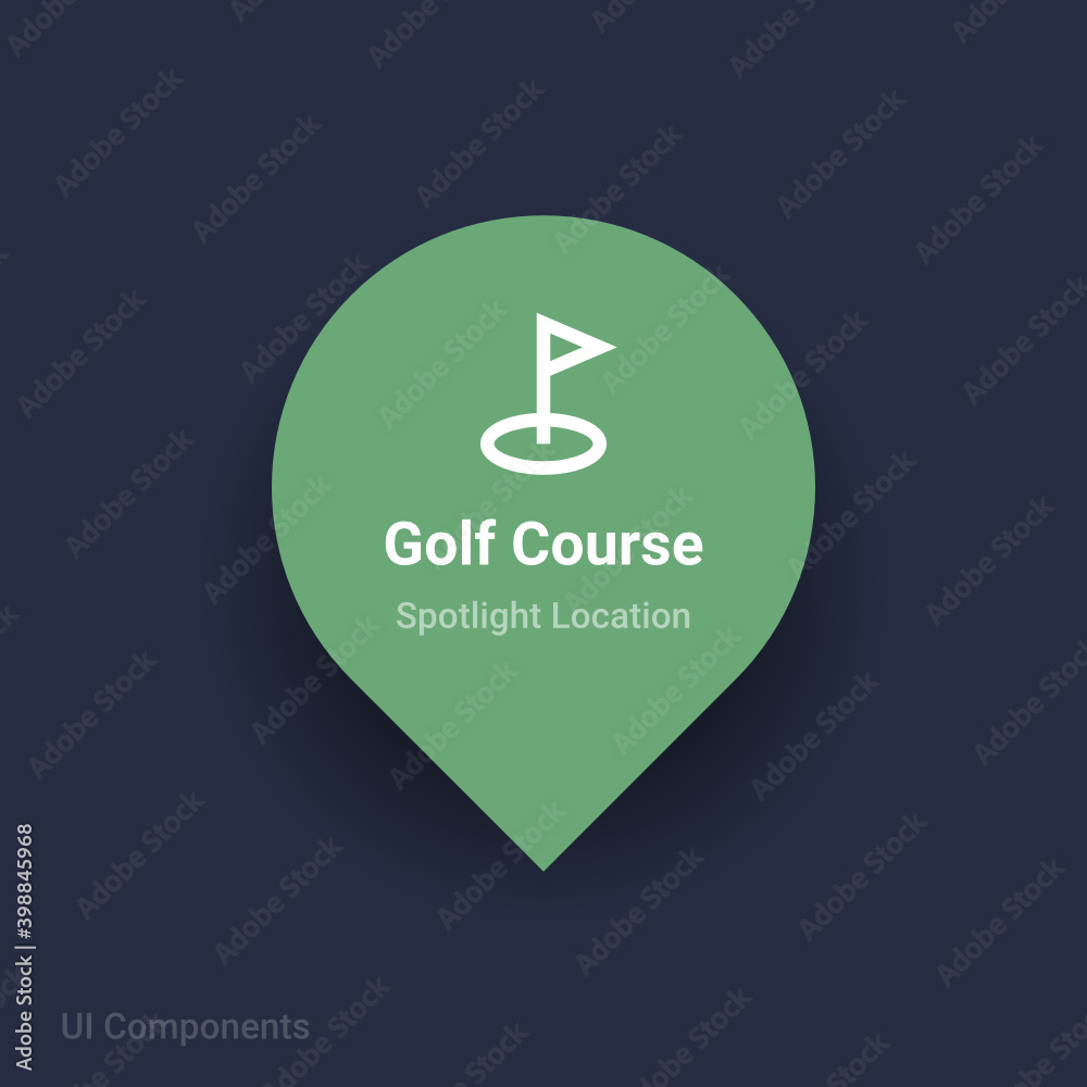 golf course map spotlight location vector Icon.