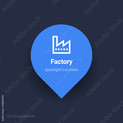 factory map spotlight location vector Icon.