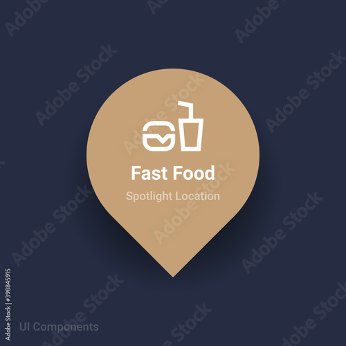 fast food map spotlight location vector Icon.