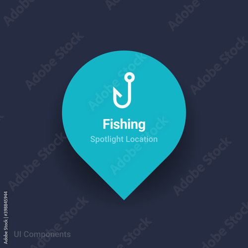 fishing map spotlight location vector Icon.