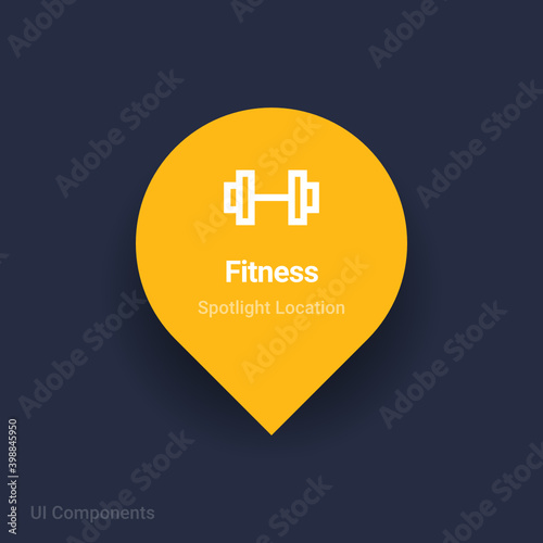 fitness, instruction map spotlight location vector Icon.