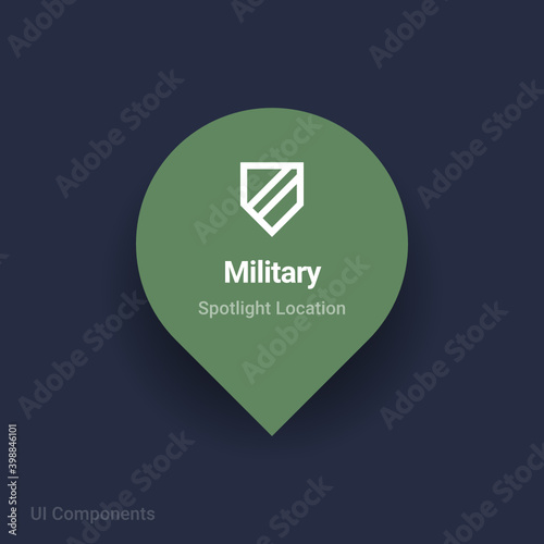 military, diagonal line shield map spotlight location vector Icon.