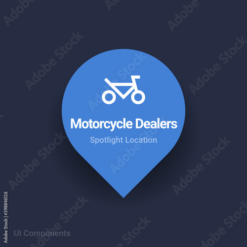 motorcycle dealers map spotlight location vector Icon.