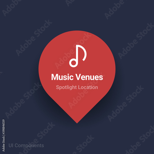 music venues map spotlight location vector Icon.
