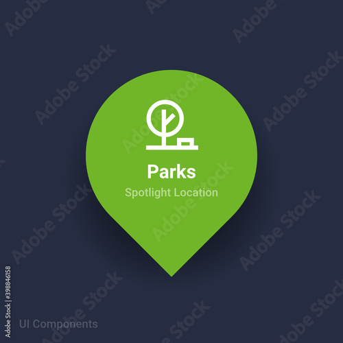 parks map spotlight location vector Icon.