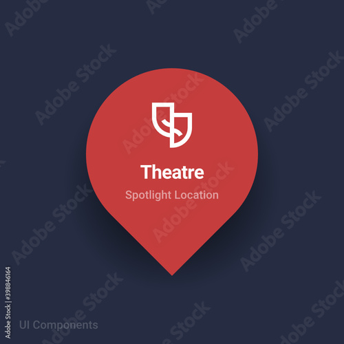 performing arts theatre map spotlight location vector Icon.