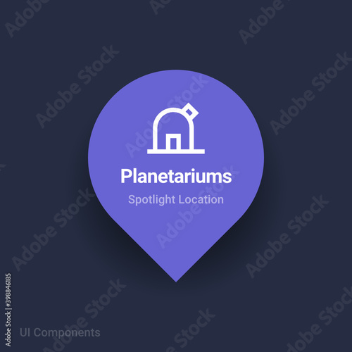 planetariums map spotlight location vector Icon.