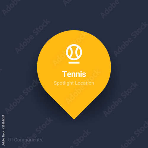 tennis map spotlight location vector Icon.