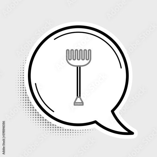 Line Garden rake icon isolated on grey background. Tool for horticulture, agriculture, farming. Ground cultivator. Housekeeping equipment. Colorful outline concept. Vector.