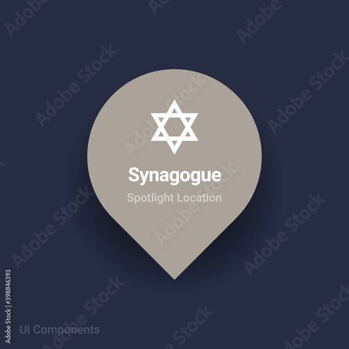worship, synagogue map spotlight location vector Icon.