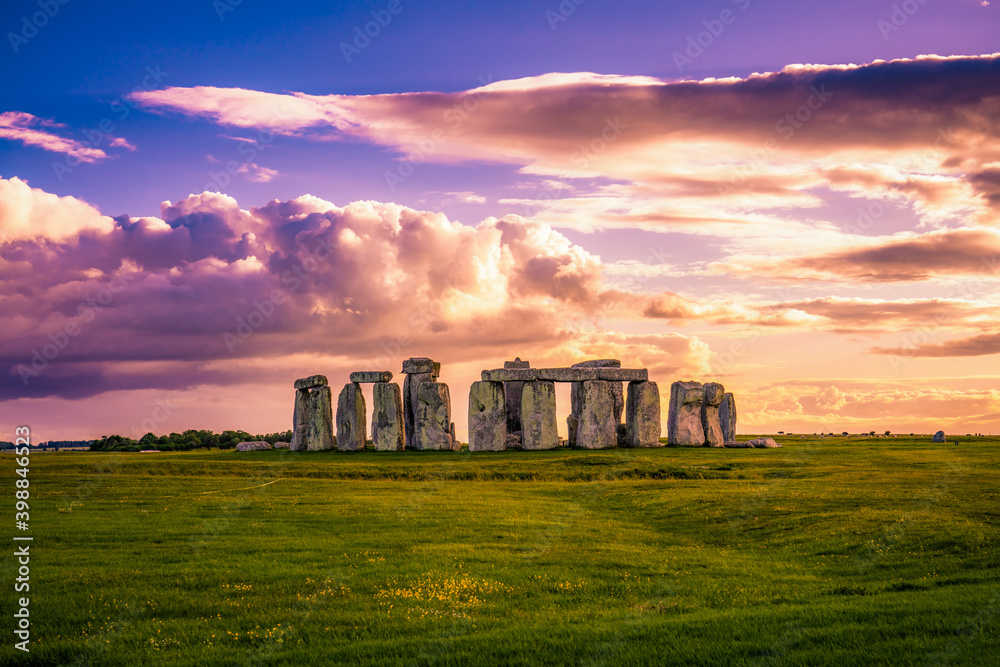 Stonehenge at sunset in United Kingdom 