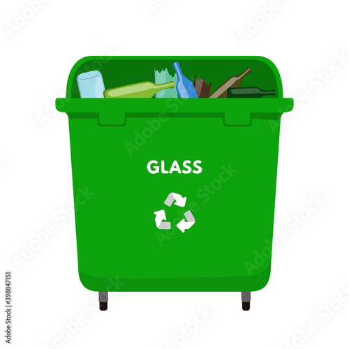 Green dumpster for glass