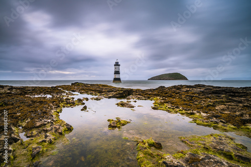Penmon Lighthouse in the sea, North Wales. UK