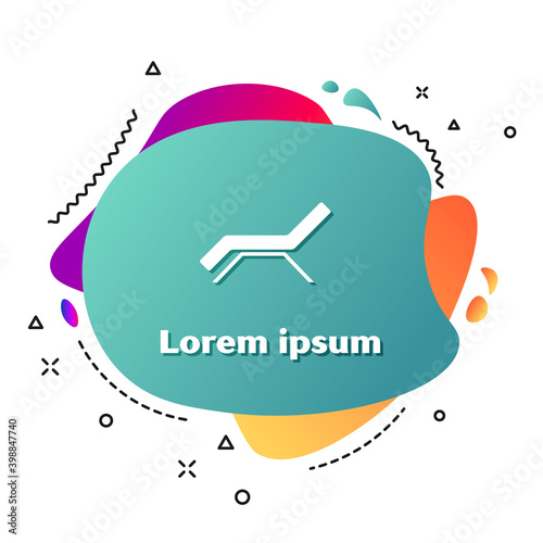 White Sunbed icon isolated on white background. Sun lounger. Abstract banner with liquid shapes. Vector.
