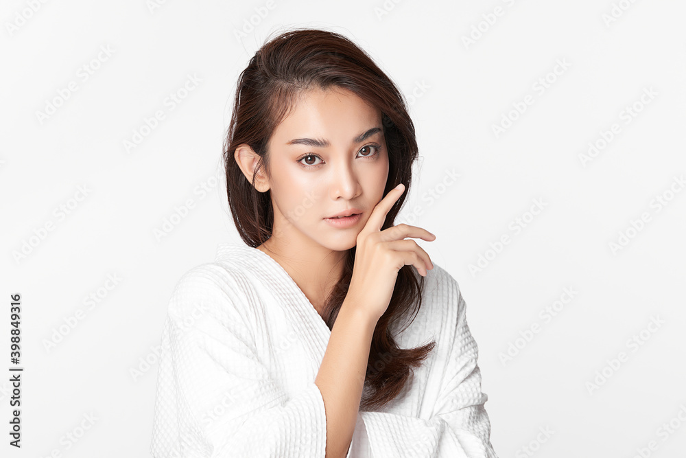 Beautiful Young asian Woman with Clean Fresh Skin, on Pink background, Face care, Facial treatment. Cosmetology, beauty and spa. Asian women portrait Beautiful Young asian Woman with Clean Fresh Skin, on Pink background, Face care, Facial treatment. Cosmetology, beauty and spa. Asian women portrait
