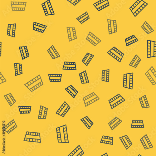 Blue line Sauna bucket icon isolated seamless pattern on yellow background. Vector.