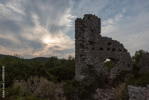 The Norman ruins of Fiskardo in Kefalonia in Greece
