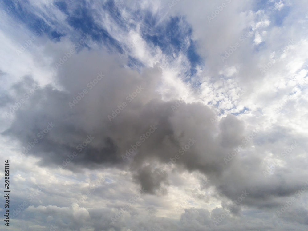 Beautiful white fluffy cloudy sky background,