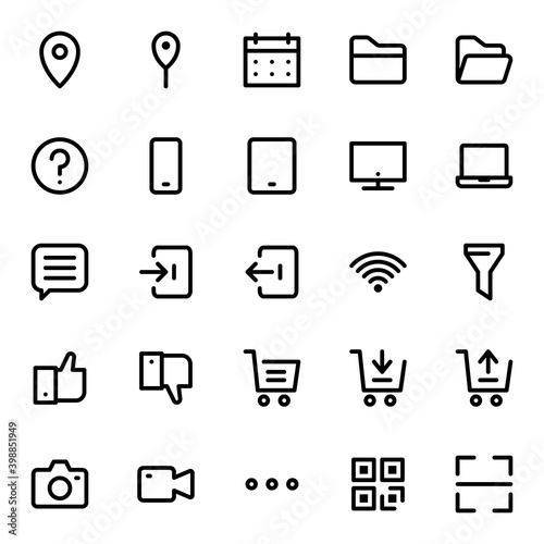 Cart and Essential UI Icon in Line Style. Good for website, app mobile and any purpose.