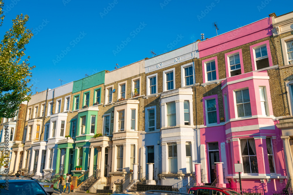 Colourful Notting Hill at Portobello Road in London 