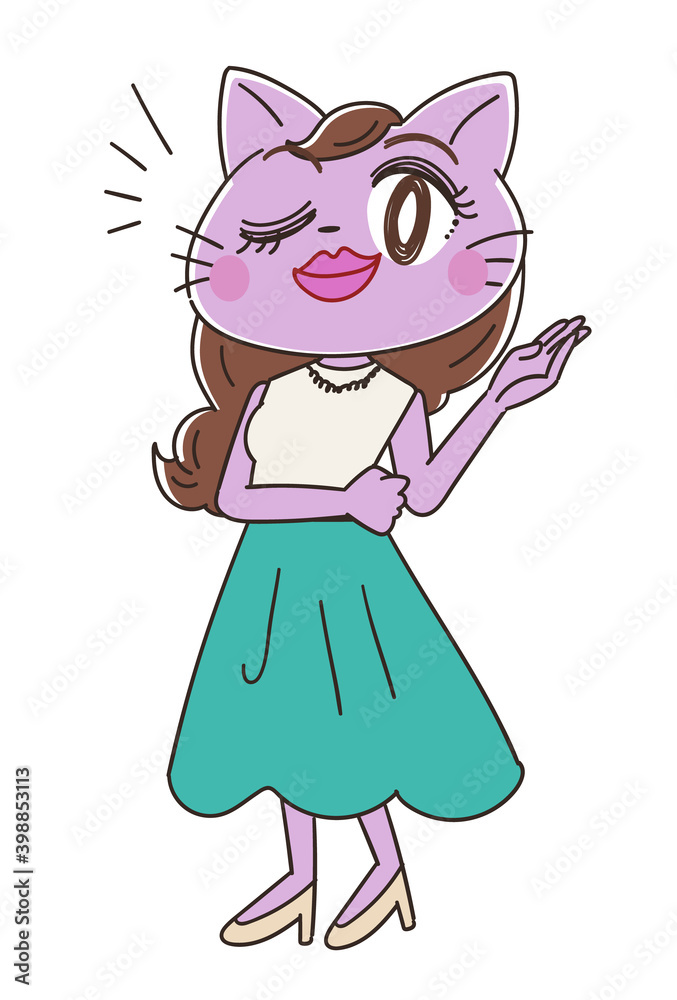 猫のきれいなOL女性のキャラクター
