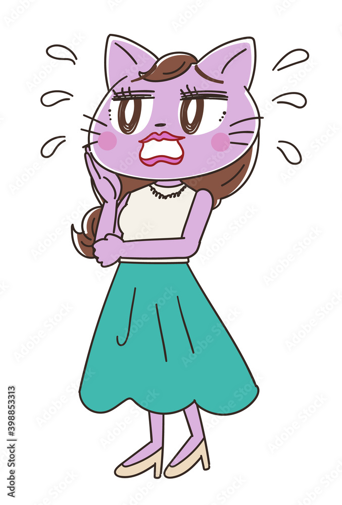 猫のきれいなOL女性のキャラクター 猫のきれいなOL女性のキャラクター