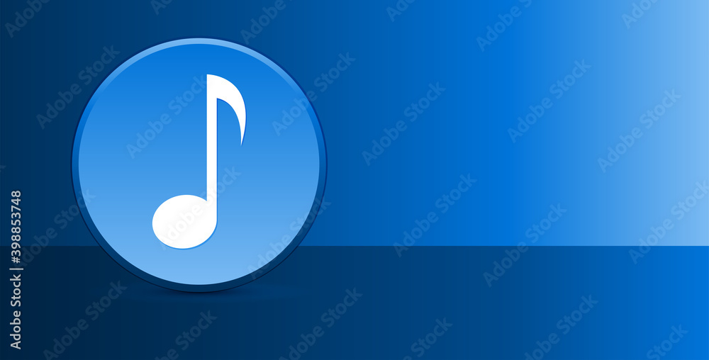 Musical note icon glassy modern blue button abstract background Musical note icon glassy modern blue button abstract background