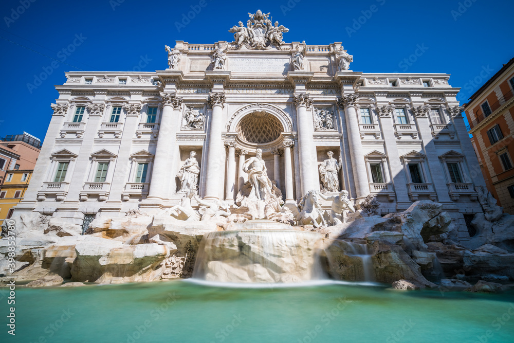Fountain di Trevi in Rome, Italy - long exposure with smooth water effect