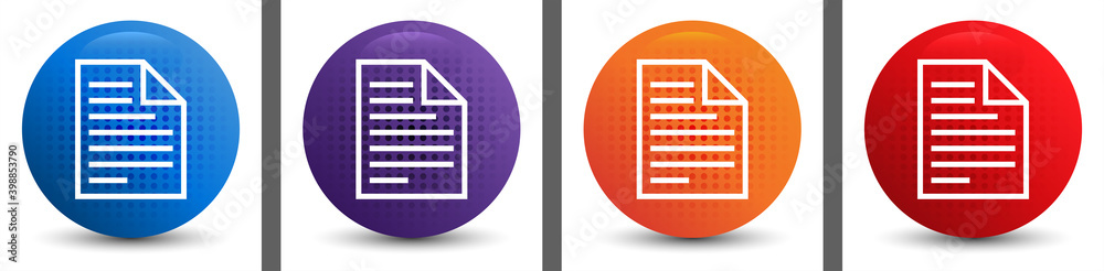 Page icon abstract halftone round button set Page icon abstract halftone round button set