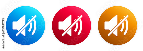 Mute speaker icon premium trendy round button set