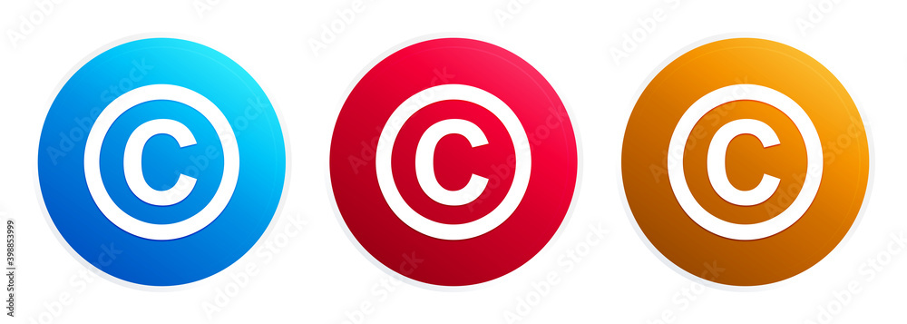 Copyright symbol icon premium trendy round button set Copyright symbol icon premium trendy round button set